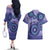 Africa Tribal Traditional Pattern Couples Matching Off The Shoulder Long Sleeve Dress and Hawaiian Shirt Purple Motif LT9 - Wonder Print Shop