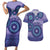 Africa Tribal Traditional Pattern Couples Matching Short Sleeve Bodycon Dress and Hawaiian Shirt Purple Motif LT9 - Wonder Print Shop