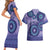 Africa Tribal Traditional Pattern Couples Matching Short Sleeve Bodycon Dress and Hawaiian Shirt Purple Motif LT9 - Wonder Print Shop