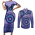 Africa Tribal Traditional Pattern Couples Matching Short Sleeve Bodycon Dress and Long Sleeve Button Shirt Purple Motif LT9 - Wonder Print Shop