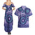 Africa Tribal Traditional Pattern Couples Matching Summer Maxi Dress and Hawaiian Shirt Purple Motif LT9 - Wonder Print Shop