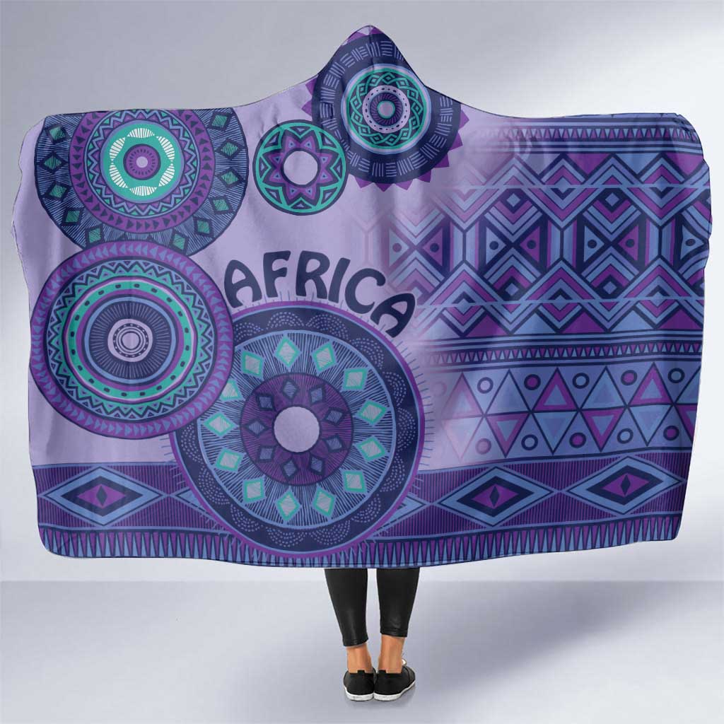 Africa Tribal Traditional Pattern Hooded Blanket Purple Motif