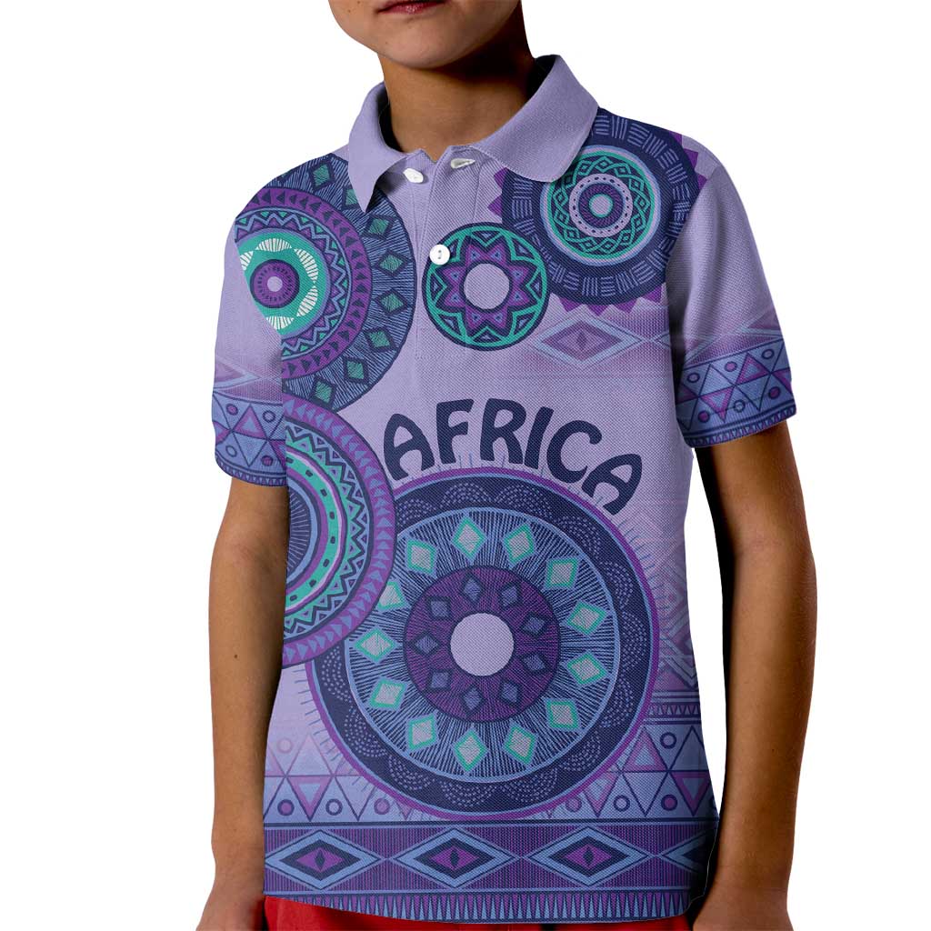 Africa Tribal Traditional Pattern Kid Polo Shirt Purple Motif - Wonder Print Shop