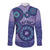 Africa Tribal Traditional Pattern Long Sleeve Button Shirt Purple Motif - Wonder Print Shop