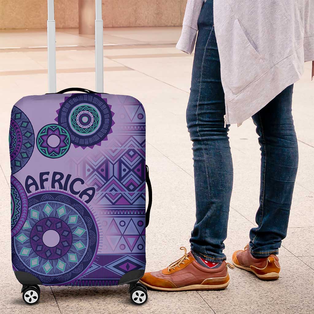 Africa Tribal Traditional Pattern Luggage Cover Purple Motif - Wonder Print Shop