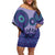 Africa Tribal Traditional Pattern Off Shoulder Short Dress Purple Motif - Wonder Print Shop