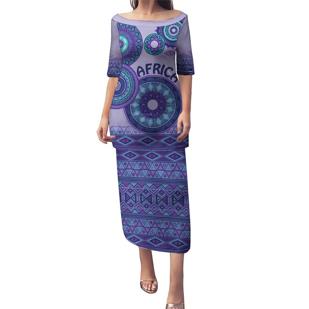 Africa Tribal Traditional Pattern Puletasi Purple Motif - Wonder Print Shop