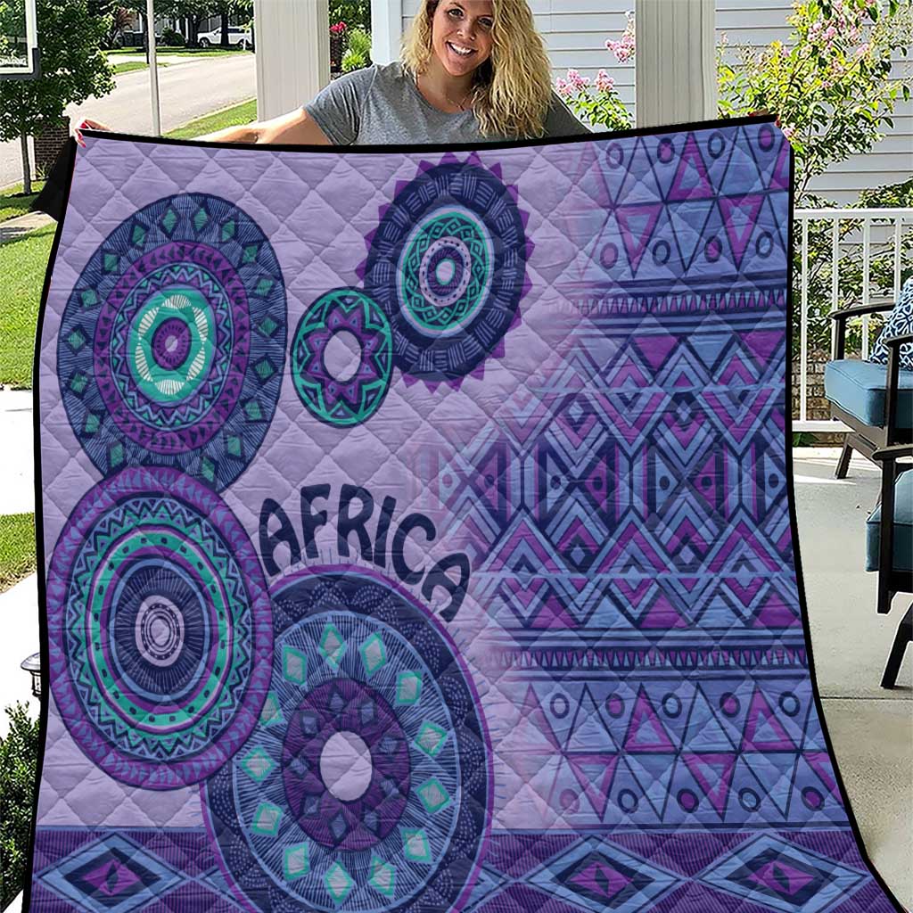 Africa Tribal Traditional Pattern Quilt Purple Motif