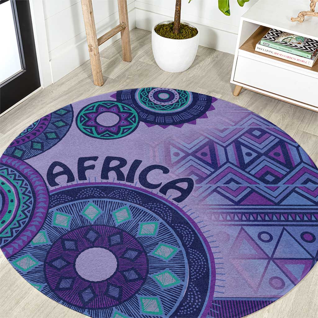 Africa Tribal Traditional Pattern Round Carpet Purple Motif