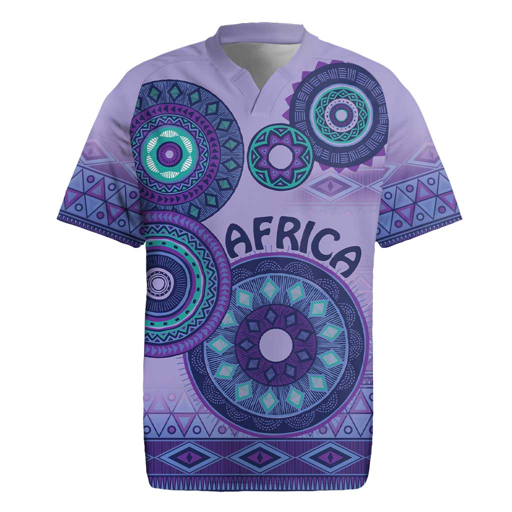 Africa Tribal Traditional Pattern Rugby Jersey Purple Motif