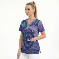 Africa Tribal Traditional Pattern Scrub Top Purple Motif