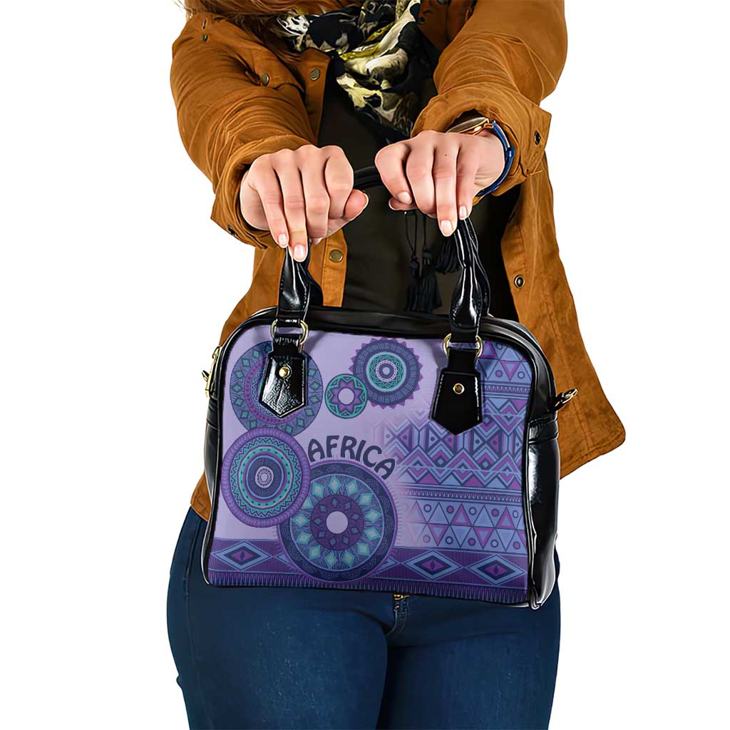 Africa Tribal Traditional Pattern Shoulder Handbag Purple Motif