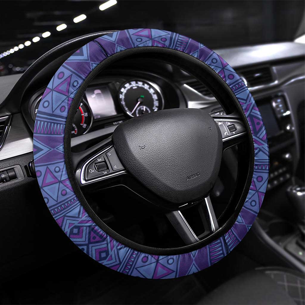 Africa Tribal Traditional Pattern Steering Wheel Cover Purple Motif - Wonder Print Shop