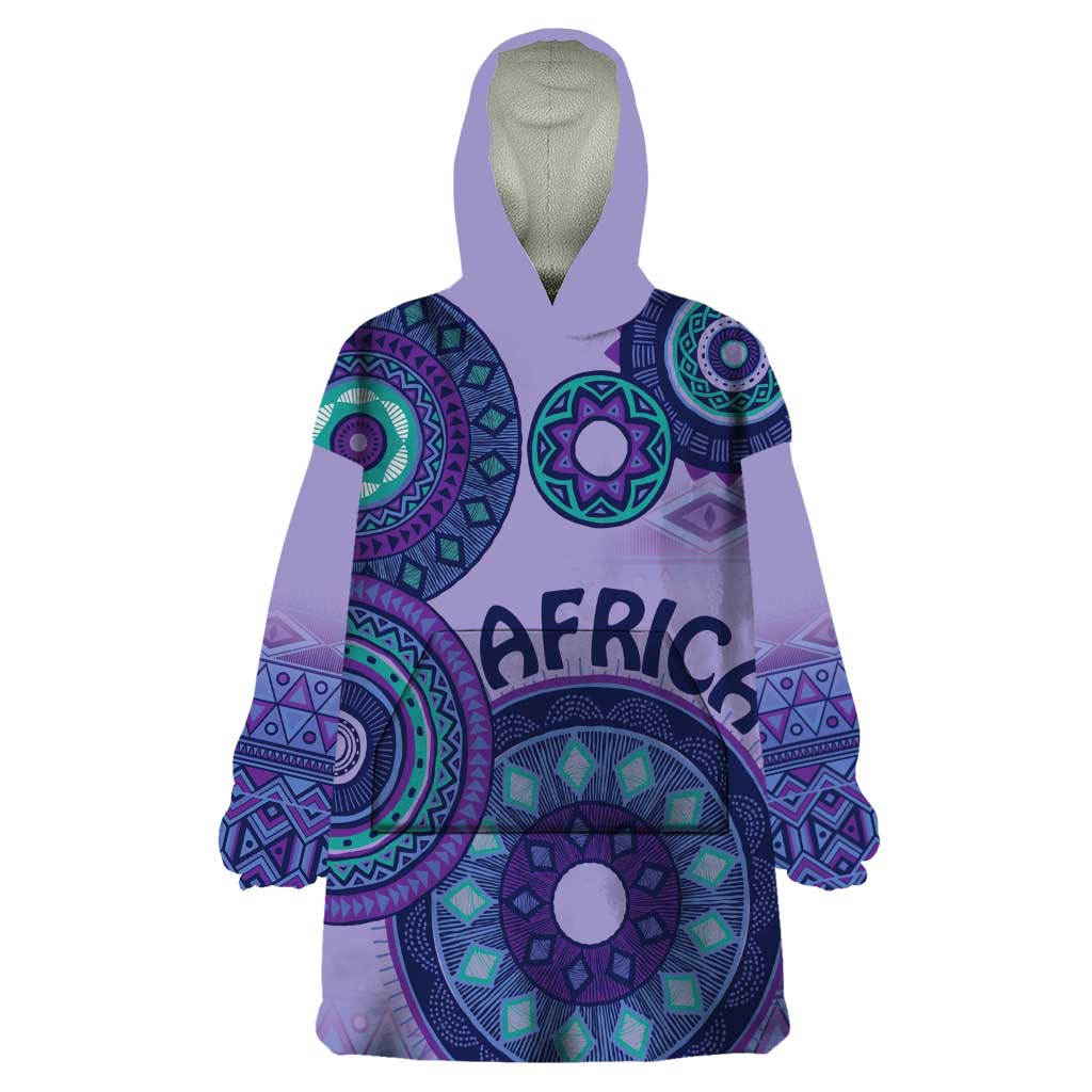 Africa Tribal Traditional Pattern Wearable Blanket Hoodie Purple Motif - Wonder Print Shop