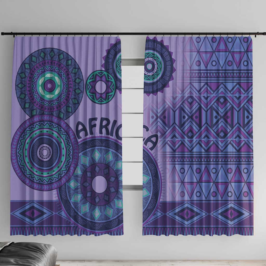 Africa Tribal Traditional Pattern Window Curtain Purple Motif - Wonder Print Shop