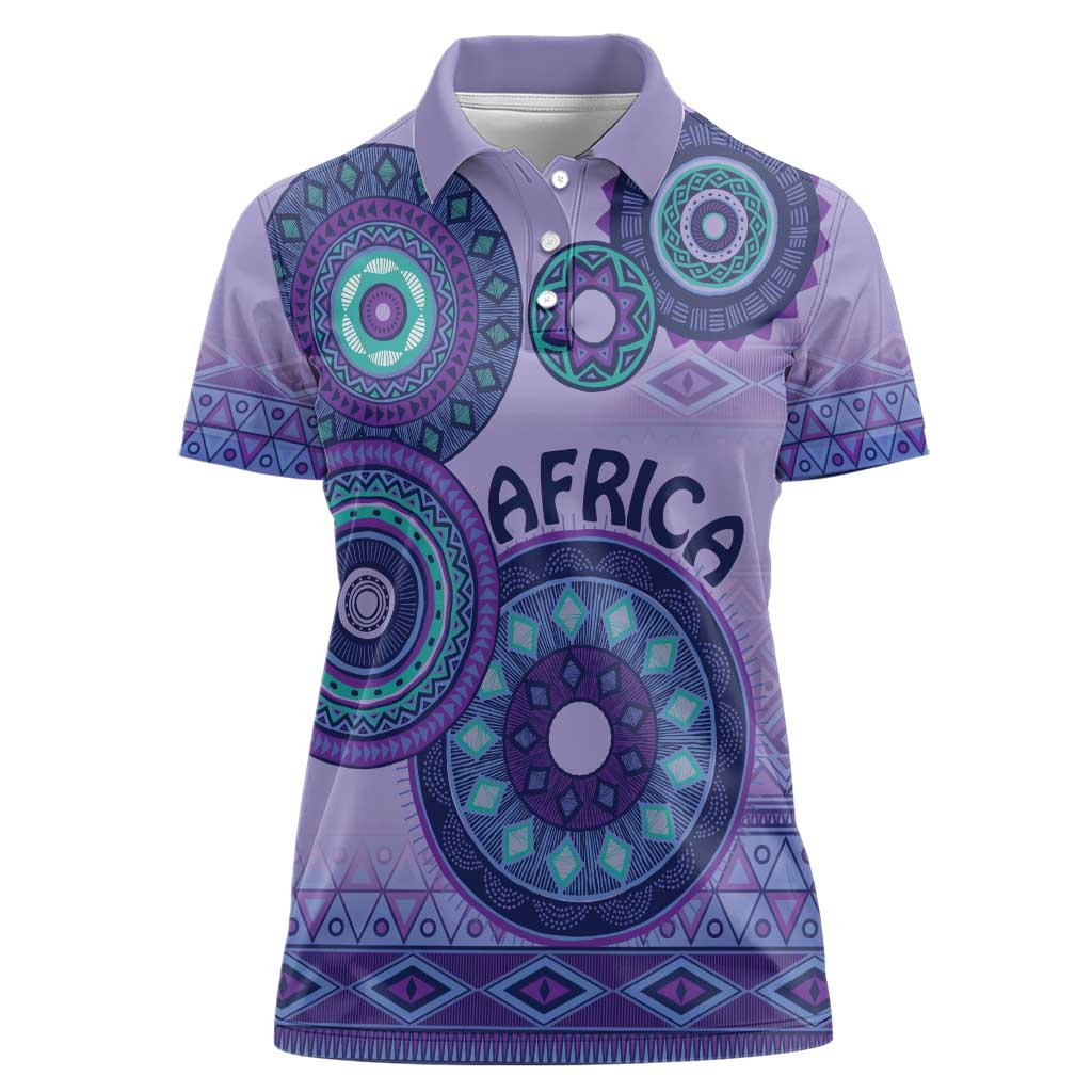 Africa Tribal Traditional Pattern Women Polo Shirt Purple Motif - Wonder Print Shop