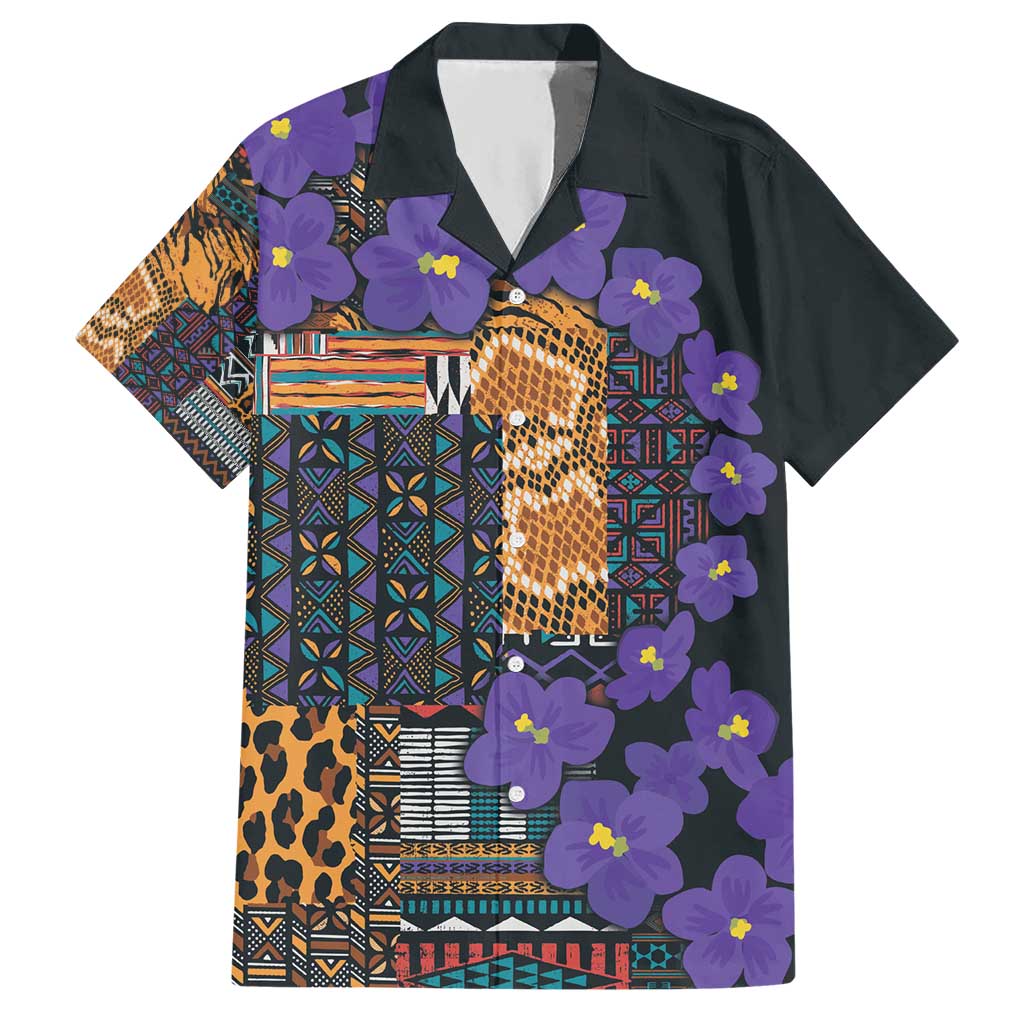 Africa Violets Flowers Hawaiian Shirt Mix Native Tribal Pattern - Wonder Print Shop