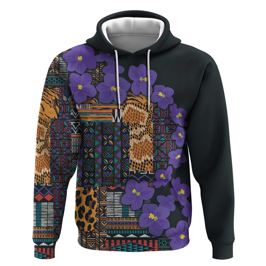 Africa Violets Flowers Hoodie Mix Native Tribal Pattern - Wonder Print Shop