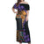 Africa Violets Flowers Off Shoulder Maxi Dress Mix Native Tribal Pattern - Wonder Print Shop