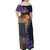 Africa Violets Flowers Off Shoulder Maxi Dress Mix Native Tribal Pattern - Wonder Print Shop