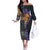 Africa Violets Flowers Off The Shoulder Long Sleeve Dress Mix Native Tribal Pattern - Wonder Print Shop