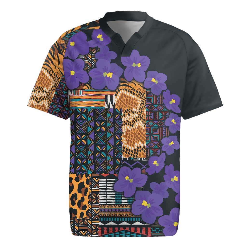 Africa Violets Flowers Rugby Jersey Mix Native Tribal Pattern