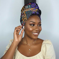 Africa Violets Flowers Simple Headwrap Mix Native Tribal Pattern