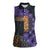 Africa Violets Flowers Women Sleeveless Polo Shirt Mix Native Tribal Pattern - Wonder Print Shop