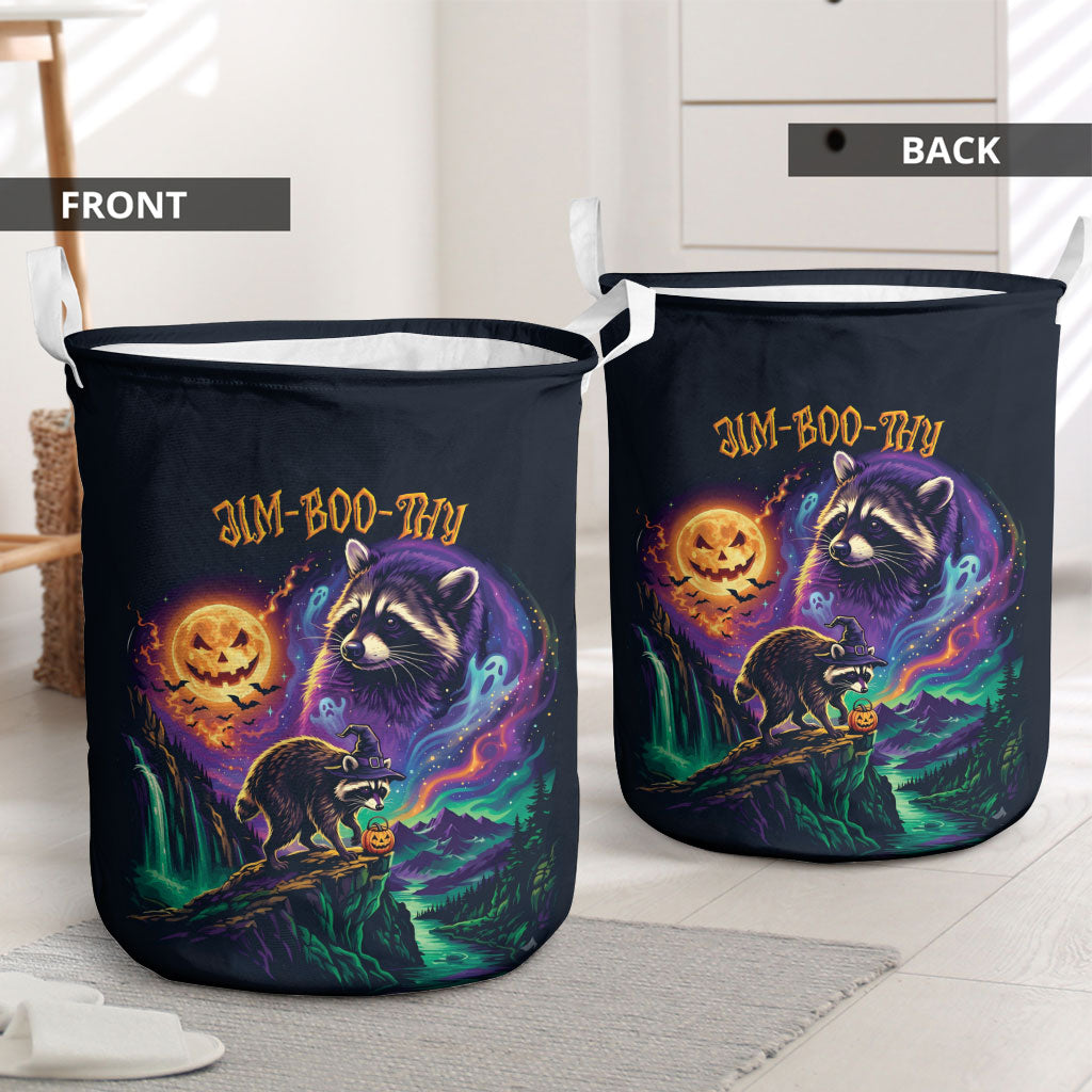 Halloween Raccoon Spooky Jim-BOO-Thy Witch Laundry Basket