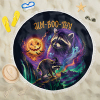 Halloween Raccoon Spooky Jim-BOO-Thy Witch Beach Blanket