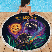 Halloween Raccoon Spooky Jim-BOO-Thy Witch Beach Blanket