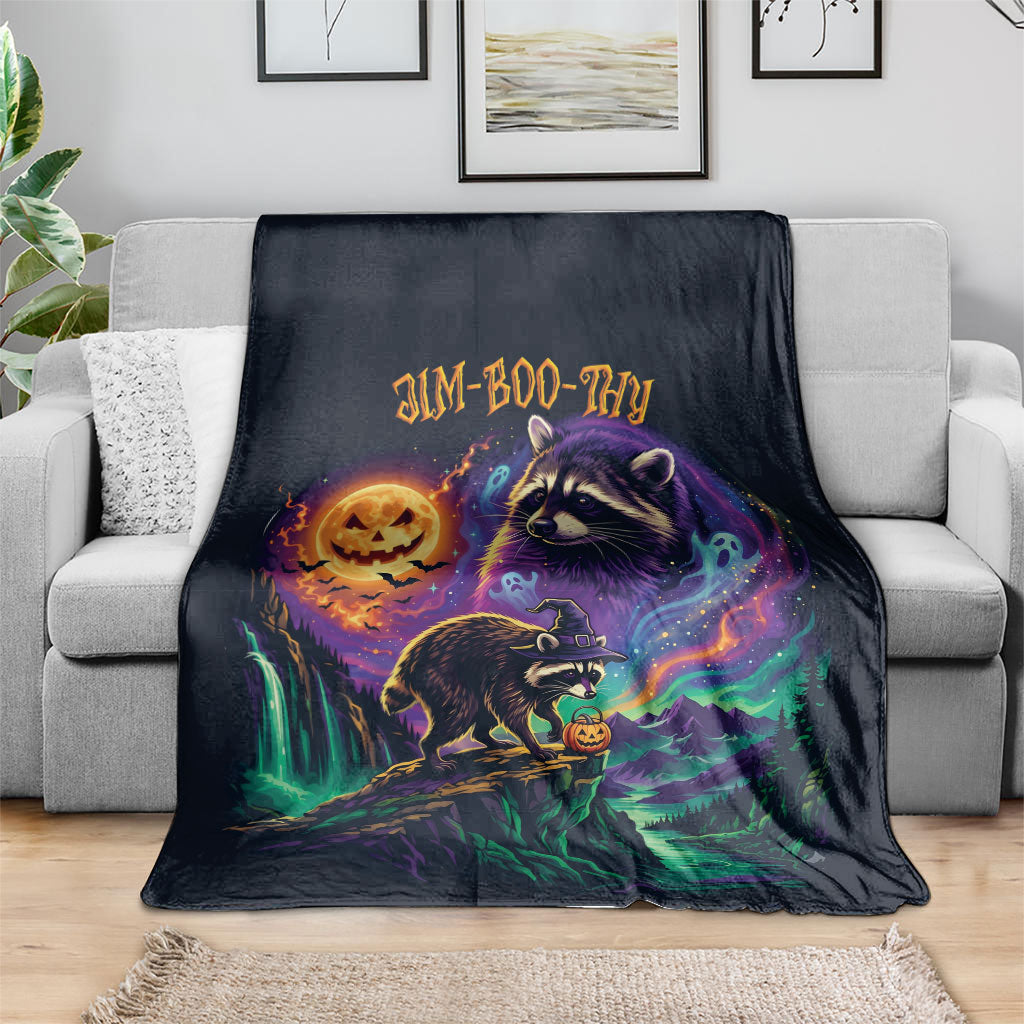 Halloween Raccoon Spooky Jim-BOO-Thy Witch Blanket