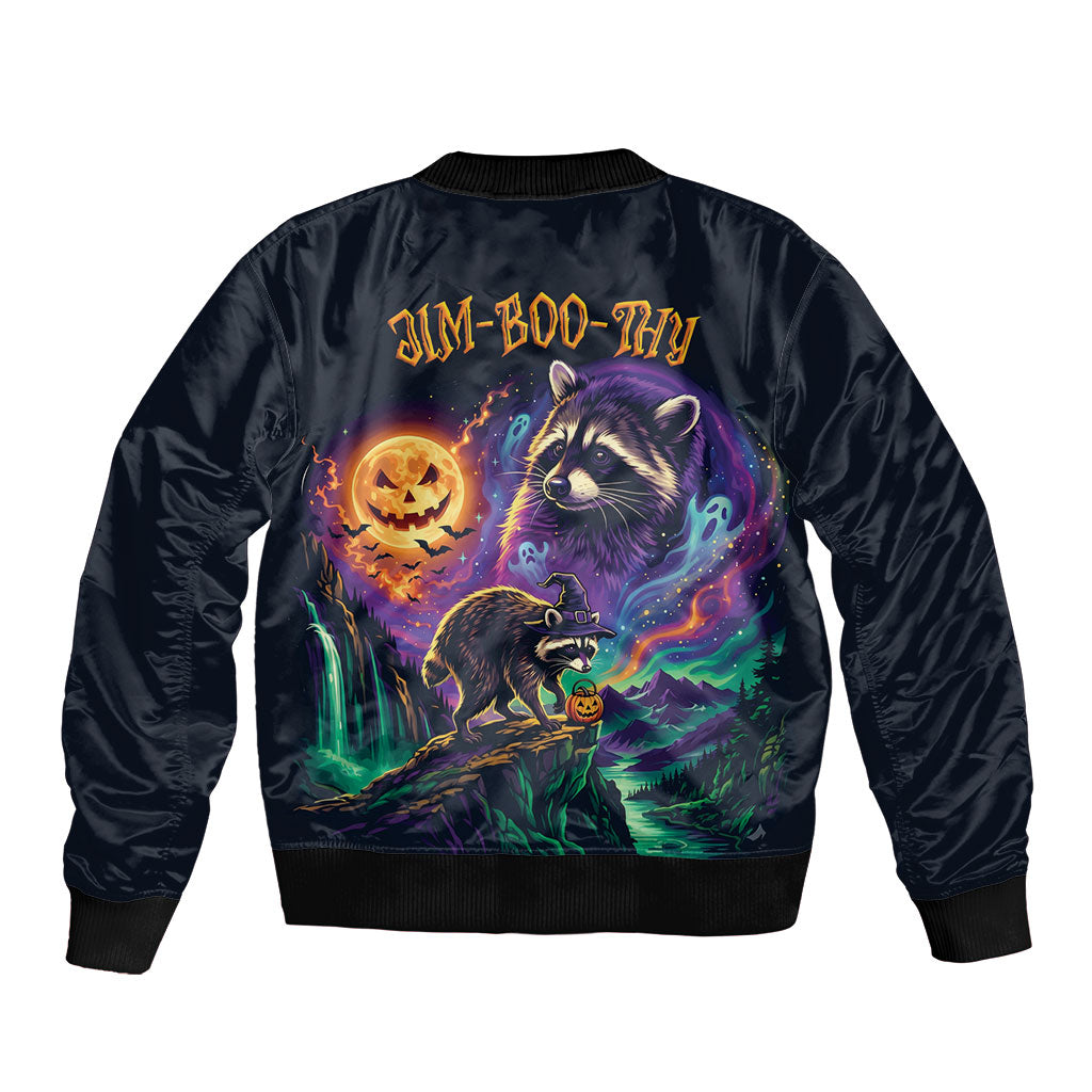 Halloween Raccoon Spooky Jim-BOO-Thy Witch Bomber Jacket