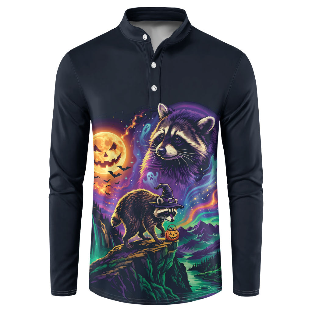 Halloween Raccoon Spooky Jim-BOO-Thy Witch Button Sweatshirt
