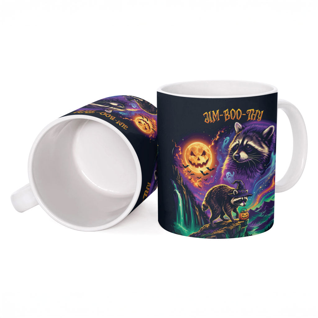 Halloween Raccoon Spooky Jim-BOO-Thy Witch Ceramic Mug