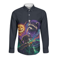 Halloween Raccoon Spooky Jim-BOO-Thy Witch Long Sleeve Button Shirt