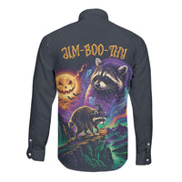 Halloween Raccoon Spooky Jim-BOO-Thy Witch Long Sleeve Button Shirt