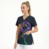 Halloween Raccoon Spooky Jim-BOO-Thy Witch Scrub Top