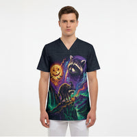 Halloween Raccoon Spooky Jim-BOO-Thy Witch Scrub Top