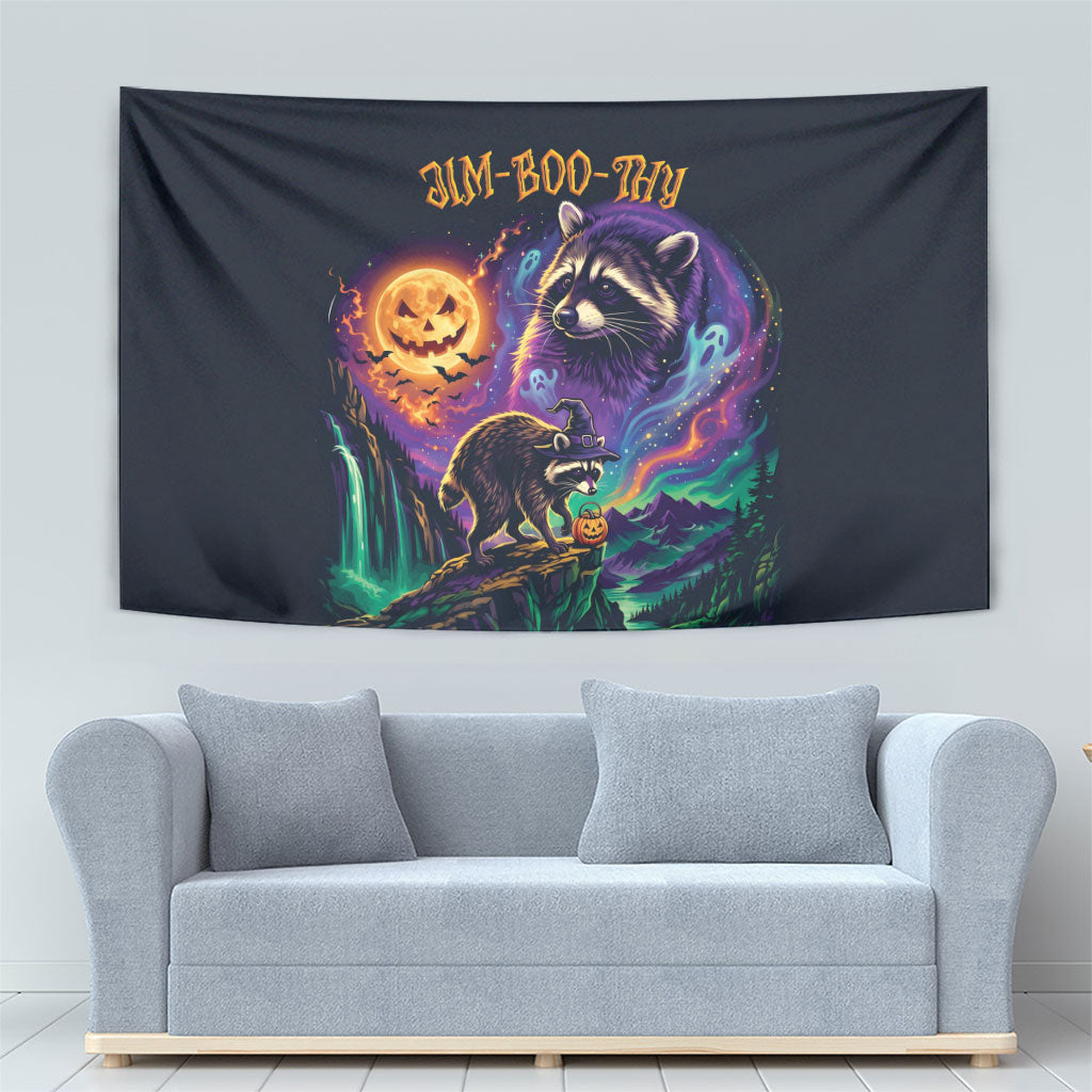 Halloween Raccoon Spooky Jim-BOO-Thy Witch Tapestry