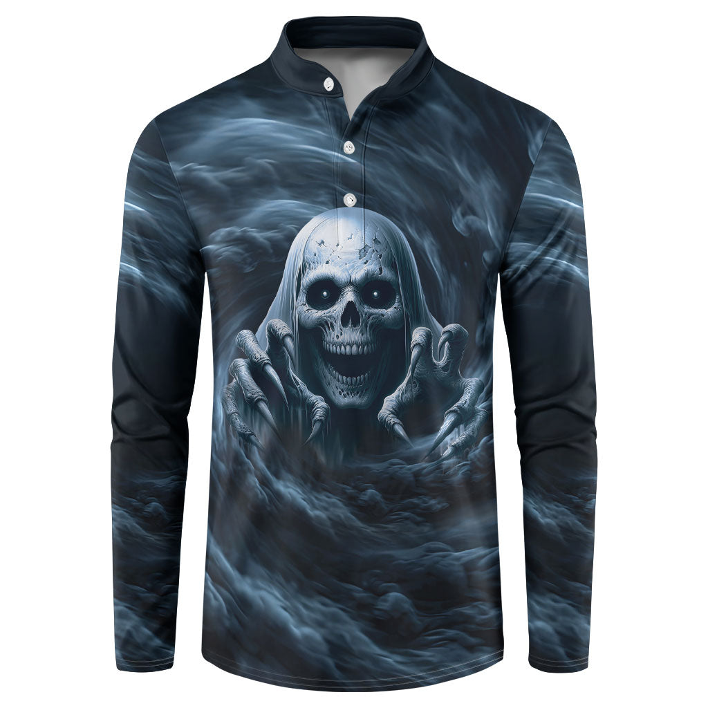 Scary 3D Illusion Horror Skull Button Sweatshirt