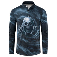 Scary 3D Illusion Horror Skull Button Sweatshirt