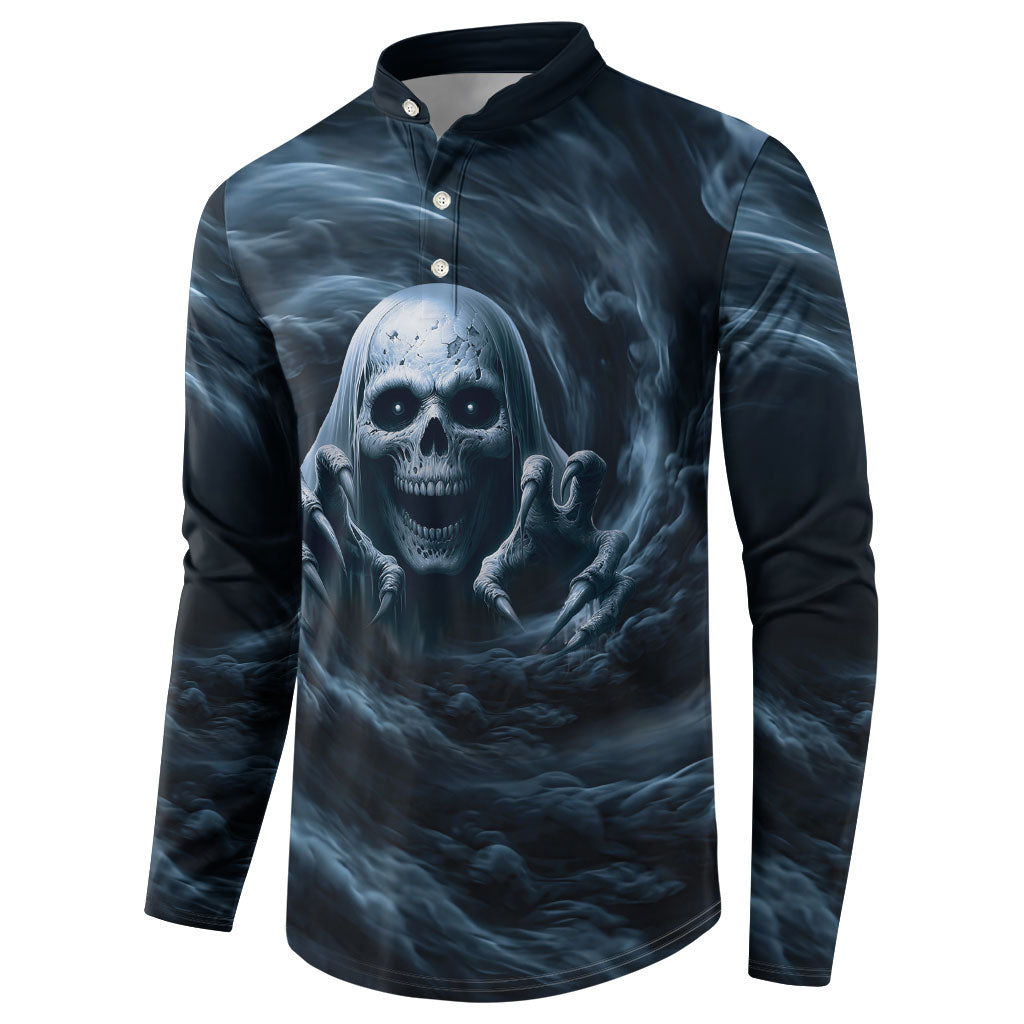 Scary 3D Illusion Horror Skull Button Sweatshirt