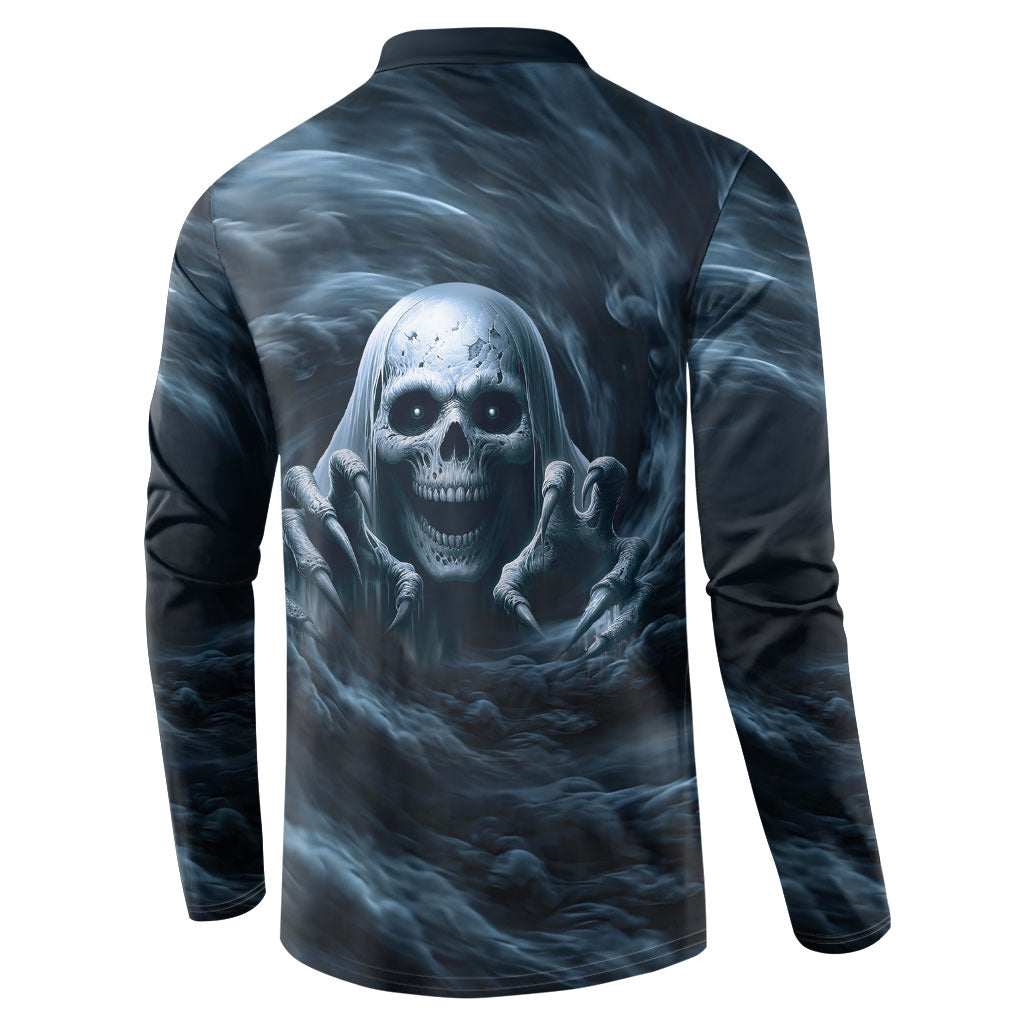 Scary 3D Illusion Horror Skull Button Sweatshirt