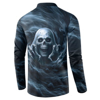 Scary 3D Illusion Horror Skull Button Sweatshirt