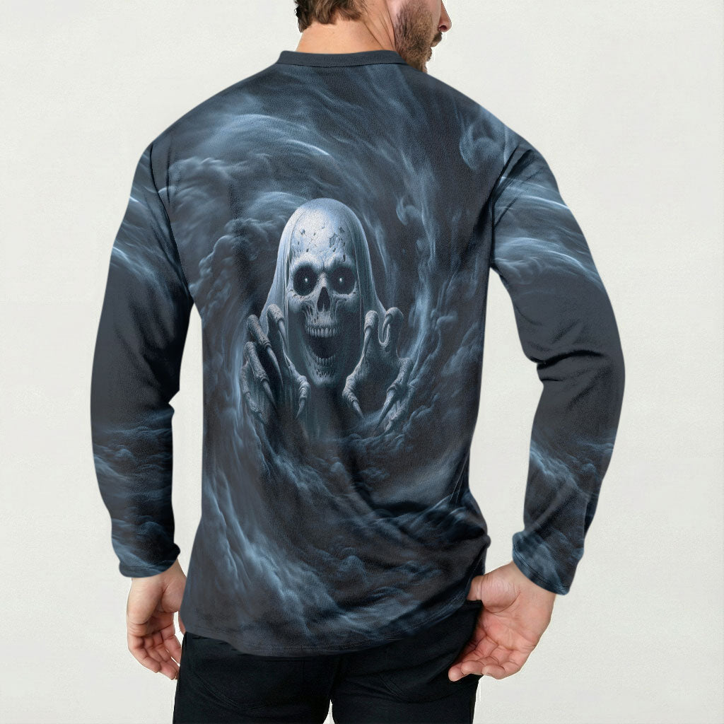 Scary 3D Illusion Horror Skull Button Sweatshirt