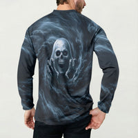 Scary 3D Illusion Horror Skull Button Sweatshirt