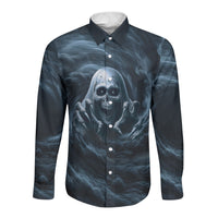 Scary 3D Illusion Horror Skull Long Sleeve Button Shirt