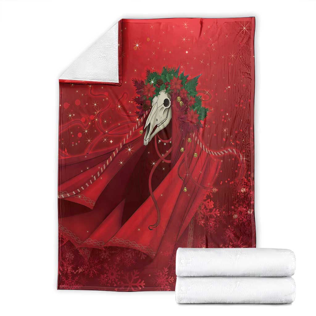 Merry Creepmas Mari Lwyd Blanket Folklore Ghost Horse Christmas - Wonder Print Shop