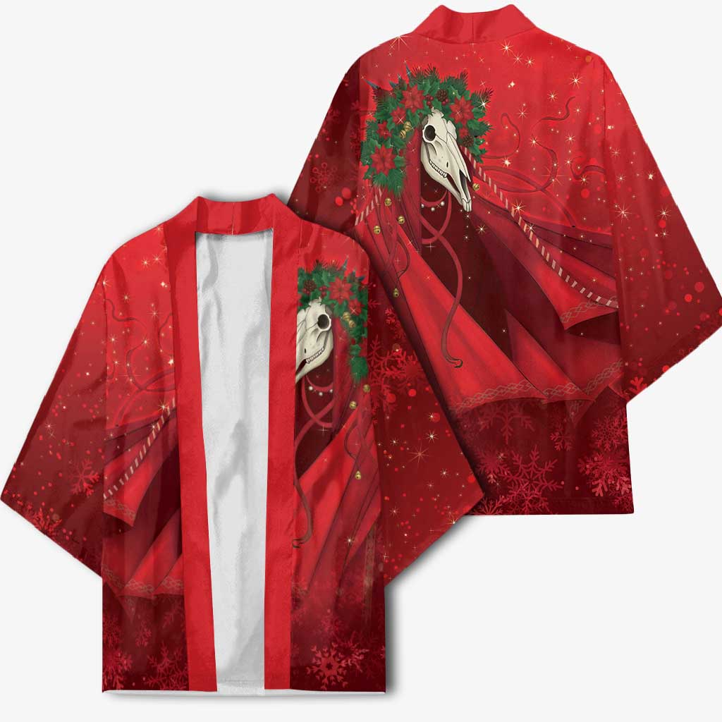 Merry Creepmas Mari Lwyd Kimono Folklore Ghost Horse Christmas - Wonder Print Shop